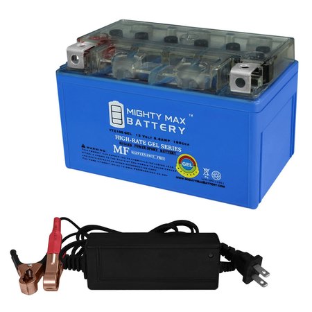 MIGHTY MAX BATTERY YTZ10S GEL Replaces Kawasaki 650 CAFE, SE 15-19 With 12V 2Amp Charger MAX3903555